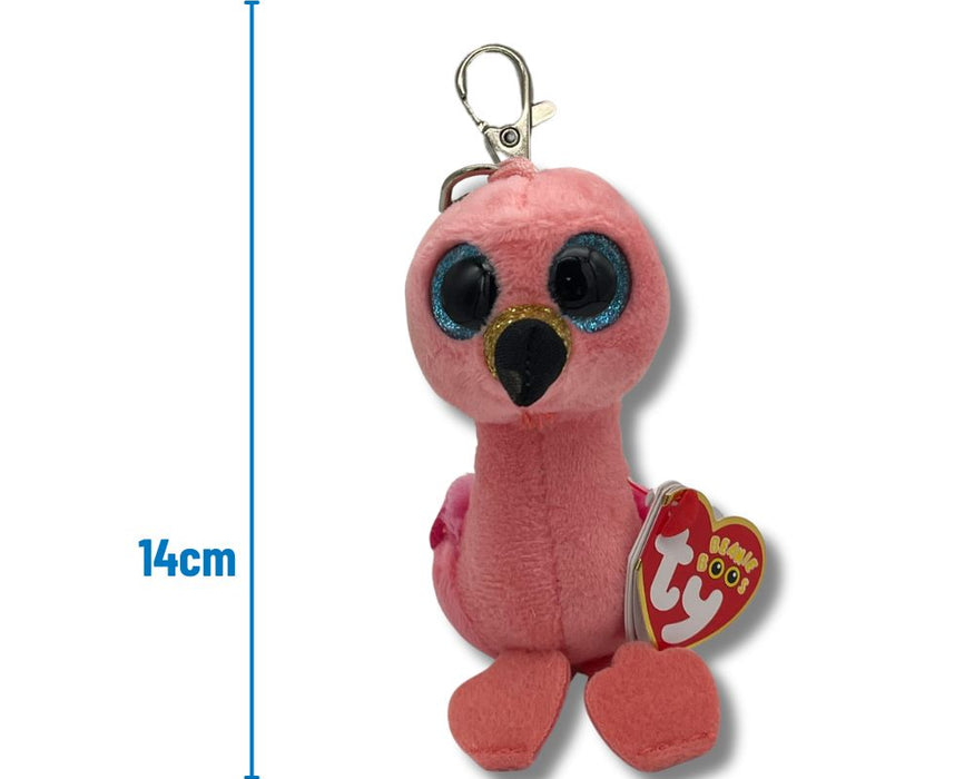 Ty Pink Flamingo Plush Key Clip