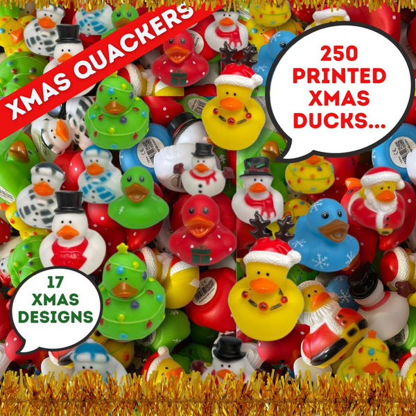 Printed Christmas Novelty Duck - 17 Assorted Xmas Designs (x 250)