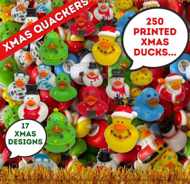 Printed Christmas Novelty Duck - 17 Assorted Xmas Designs (x 250)