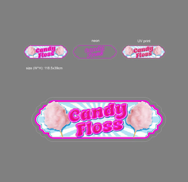 Neon Style LED Sign - Candy Floss 118.5cm x39cm WOW Factor