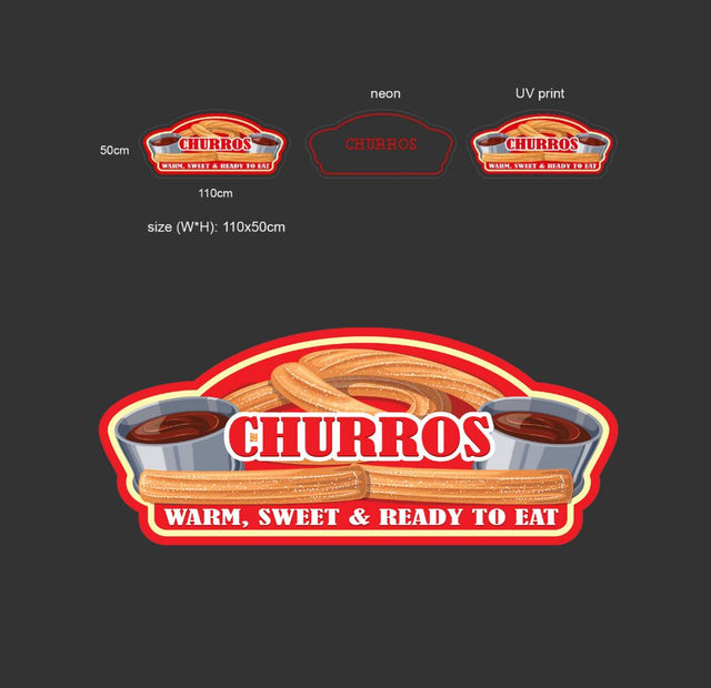 Neon Style LED Sign - Churros 110cm x 50cm WOW Factor