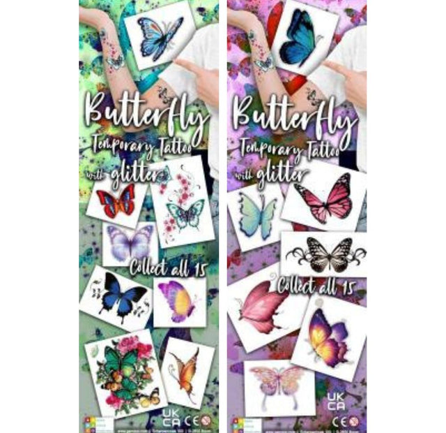 Butterfly with Glitter (x300) - Flat Pack Vending Tattoos