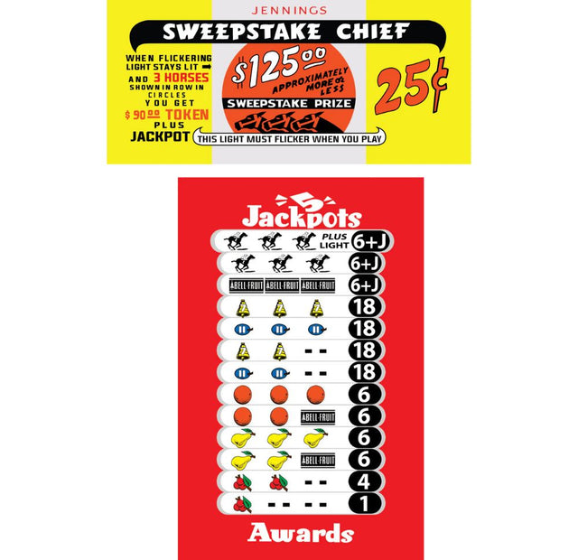 Jennings Sweepstake Chief artwork panel set 25c Variant Arcade Recreation