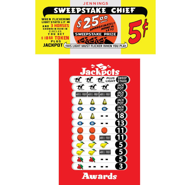 Jennings Sweepstake Chief artwork panel set 5c Variant Arcade Recreation