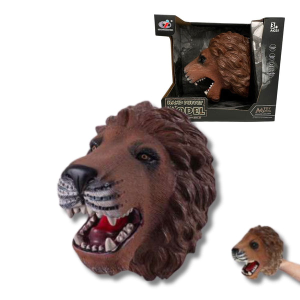 A realistic Lion soft plastic hand puppet 