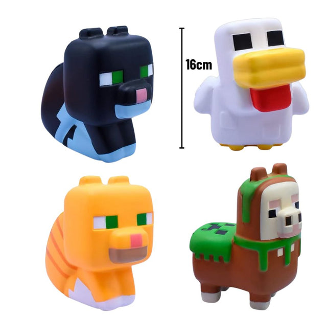 Minecraft Squishme Mix - Tuxedo, Llama, Chicken and Tabby (x16)