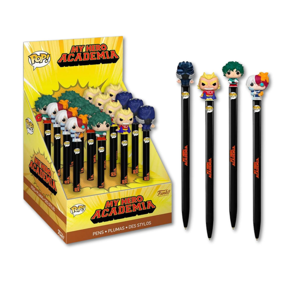 A fantastic mix of POP! My Hero Academia Pen Toppers in a display unit.