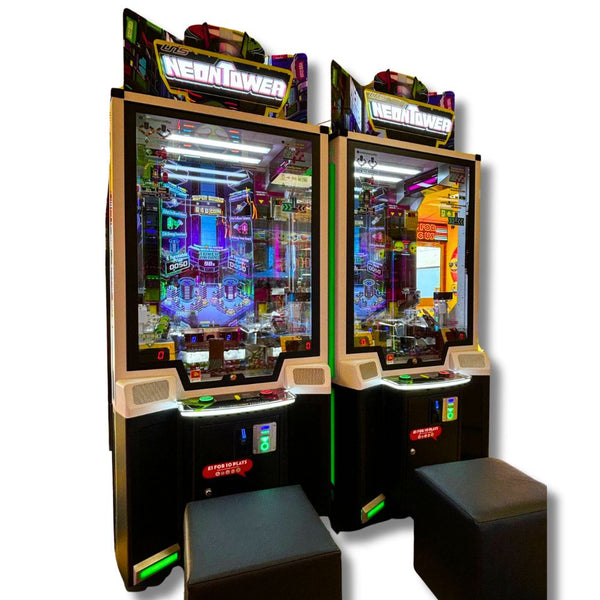 UNIS Neon Tower Twin - A Modern Twist on the Coin Pusher