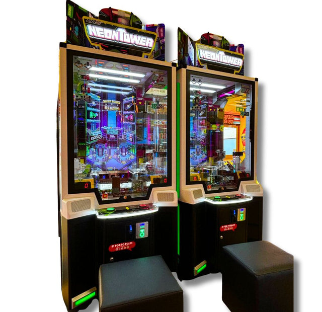 UNIS Neon Tower Twin - A Modern Twist on the Coin Pusher