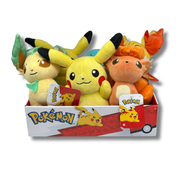 A fabulous assortment of 8 inch assorted Pokémon character plush toys 