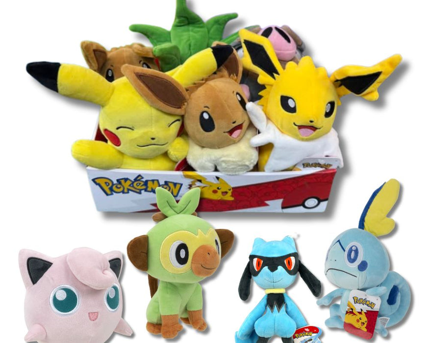 Pokemon 8 inch Assorted Size 2/3 - Licensed Prize Plush Toy (x6)