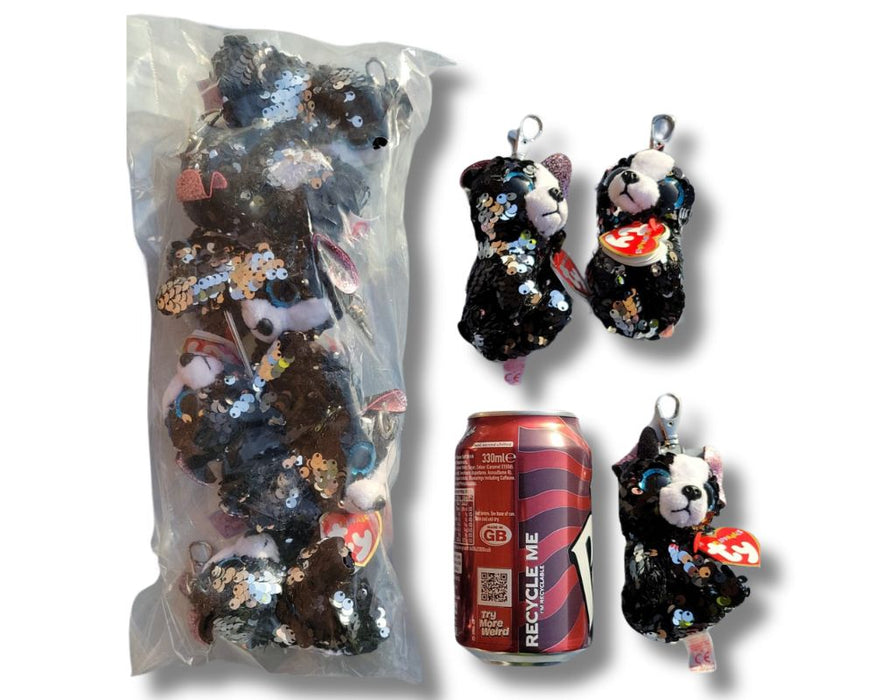 Ty Porsha Black Sequin Dog Key Clip (x24)