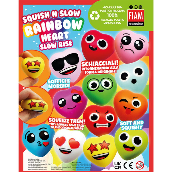 Squish 'n Slow Rainbow Heart 55mm Vending Prize Capsules