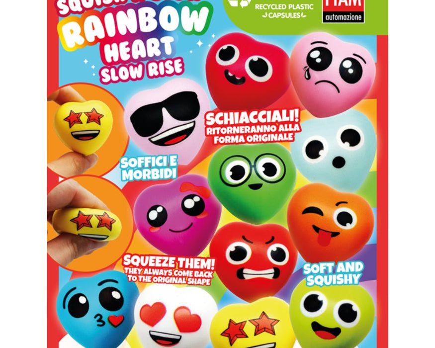 Squish 'n Slow Rainbow Heart 55mm Vending Prize Capsules