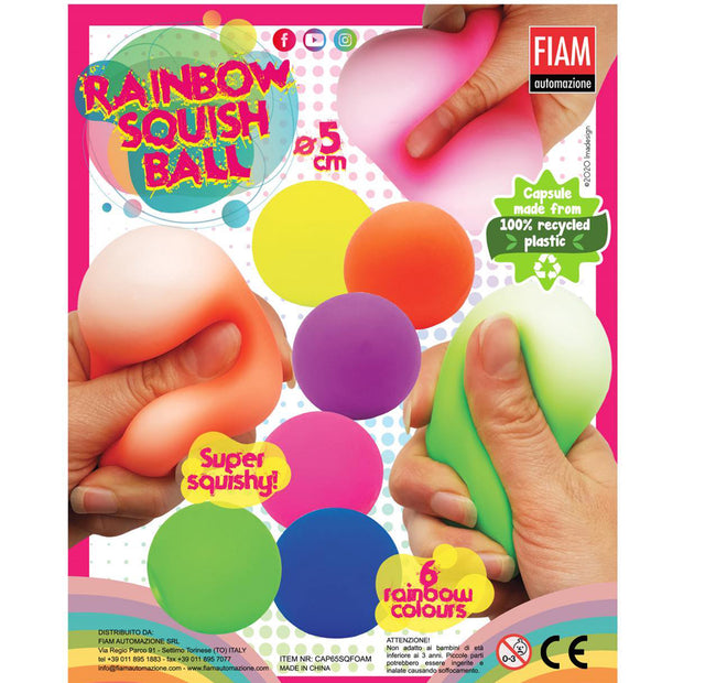 Rainbow Squish Ball (x200) 65mm Vending Prize Capsules