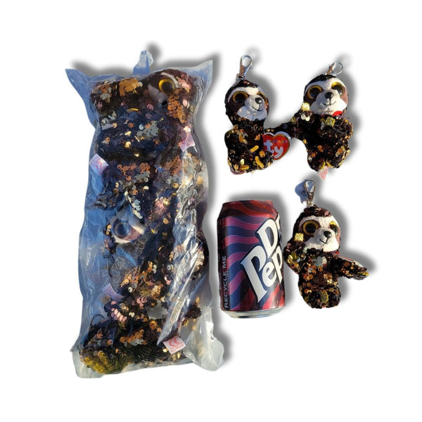 Ty Sequin Brown Sloth Key Clip (x24)