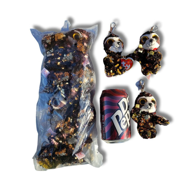 Ty Sequin Brown Sloth Key Clip (x24)