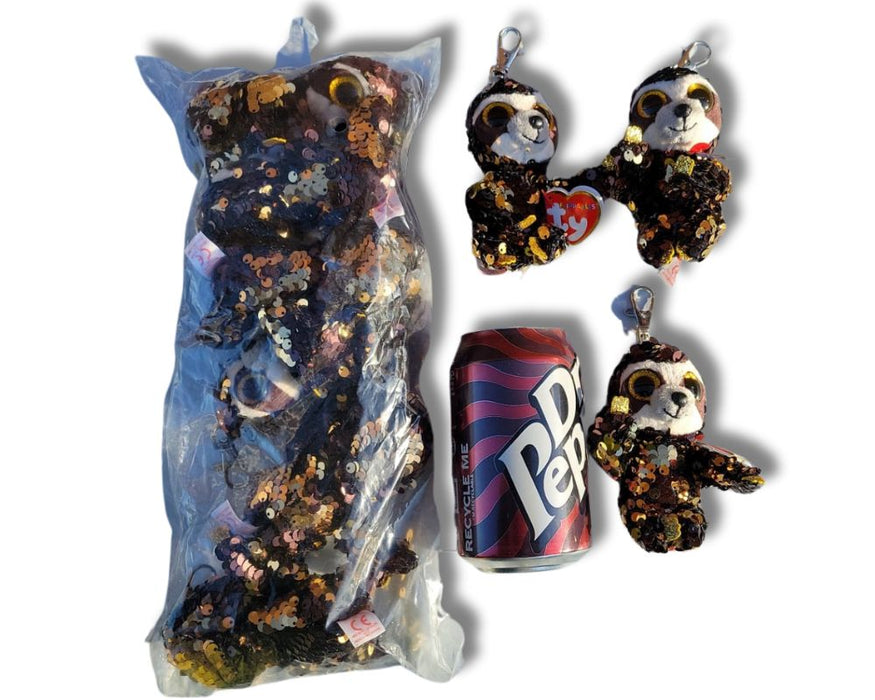 Ty Sequin Brown Sloth Key Clip (x24)