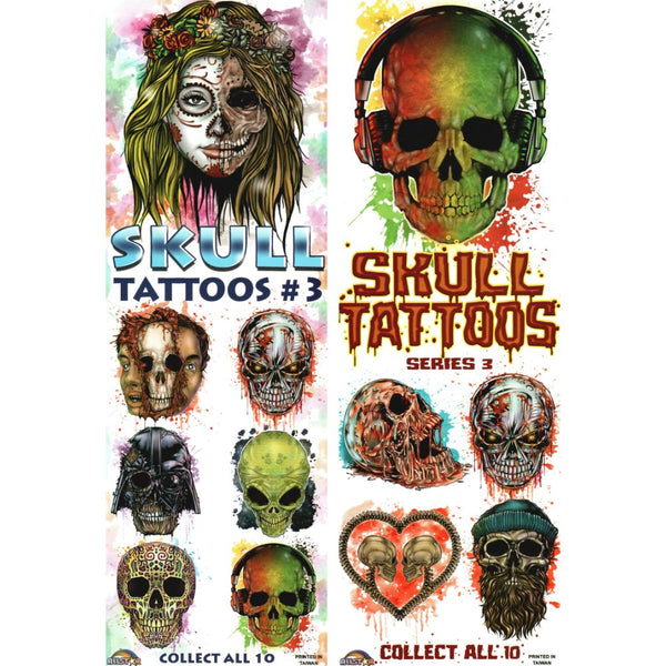 Skull Tattoos No.3 (x300) - Flat Pack Vending Tattoos