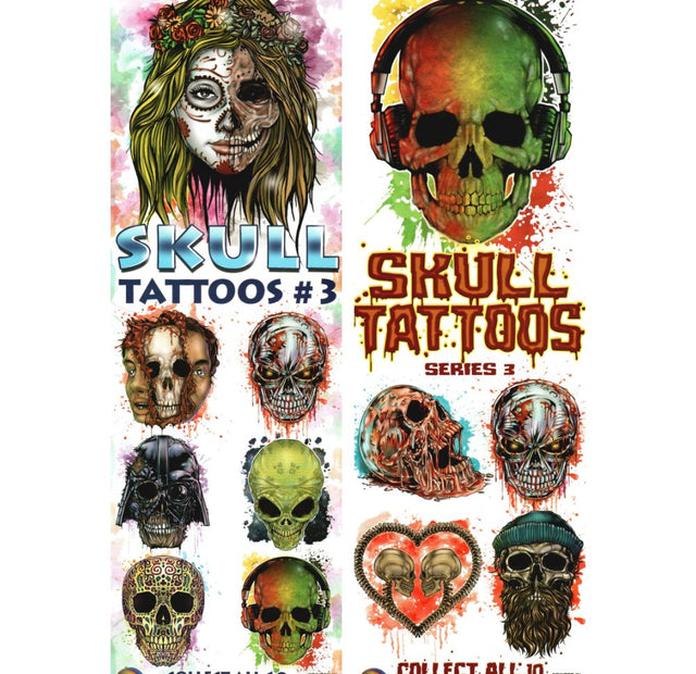 Skull Tattoos No.3 (x300) - Flat Pack Vending Tattoos