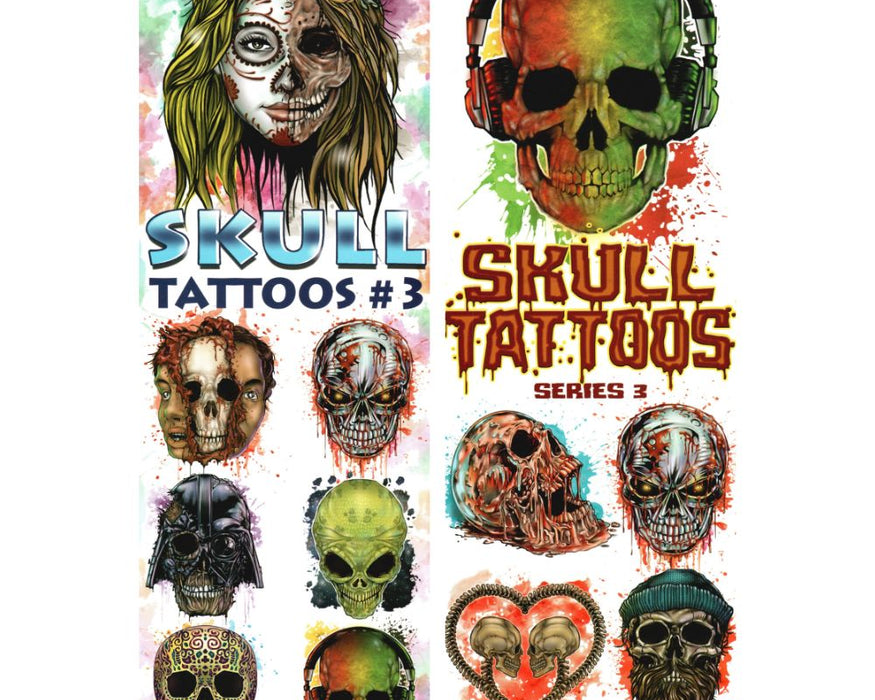 Skull Tattoos No.3 (x300) - Flat Pack Vending Tattoos