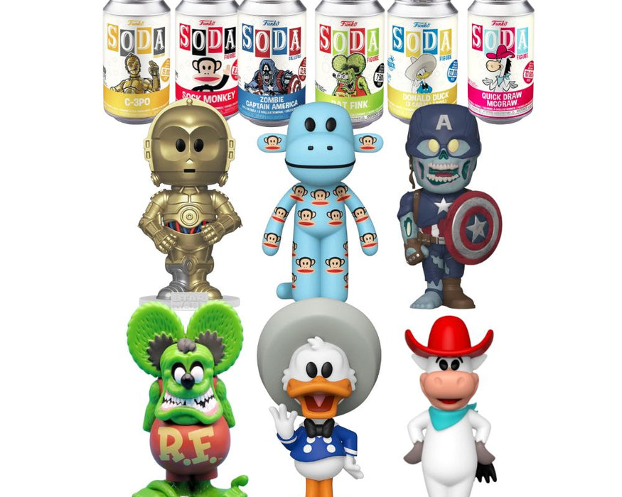 Mix includes one of each: Sock Monkey, C-3PO, Quick Draw McGraw, Donald Duck, Anything Goes and Rat Fink.