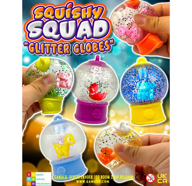 Squishy Squad Glitter Globes (x500) 50mm vending capsules