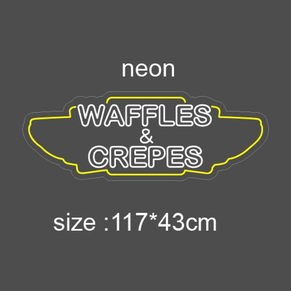 Neon Style LED Sign - Waffles & Crepes Design 117cm x 43cm WOW Factor