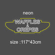 Neon Style LED Sign - Waffles & Crepes Design 117cm x 43cm WOW Factor