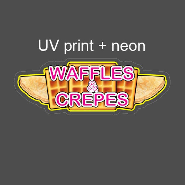 Neon Style LED Sign - Waffles & Crepes Design 117cm x 43cm WOW Factor