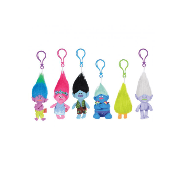 Trolls Bag Clips - 6" / Size 1 - Assorted Licensed Prize Plush Toy (x180) - Maxx Grab